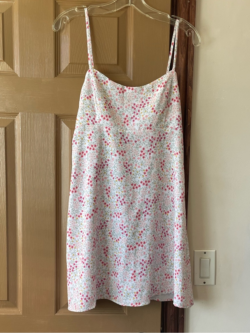 Altar'd State White Slip Dress with Pink Floral Print